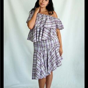 NWT selva negra plaid top skirt outfit purple small medium